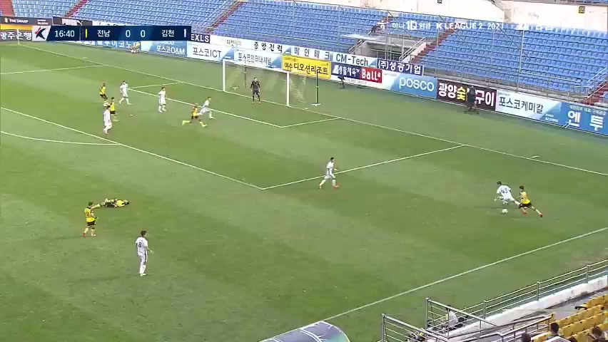 KOR D2 Jeonnam Dragons Vs Gimcheon Sangmu Lee Hoo Kwon Goal in 16 min, Score 1:0