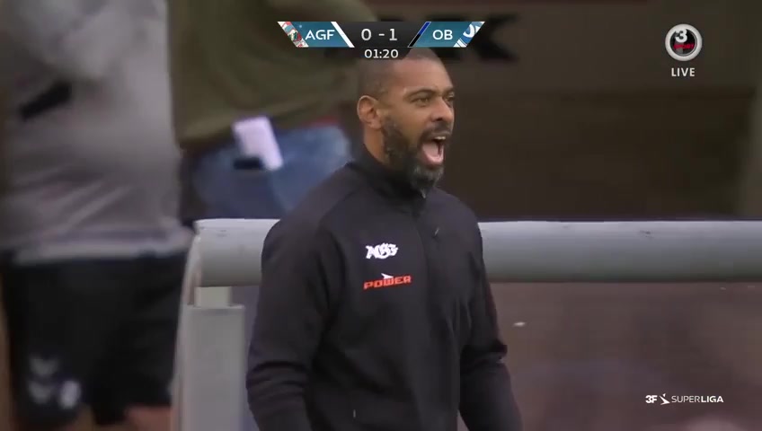 DEN SASL Aarhus AGF Vs Odense BK Eric Kahl Goal in 2 min, Score 0:1