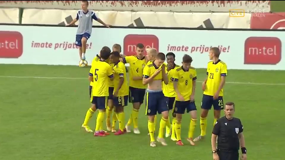 UEFA  U21Q Bosnia-Herzegovina U21 Vs Sweden U21 Benjamin Nygren Goal in 44 min, Score 0:1