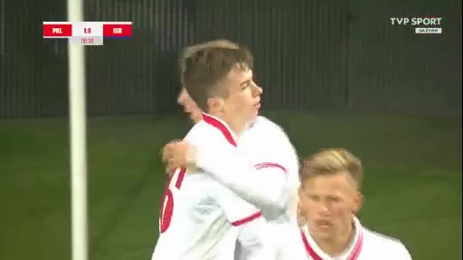 UEFA  U21Q Poland U21 Vs Israel U21 Kacper Smolinski Goal in 6 min, Score 1:0