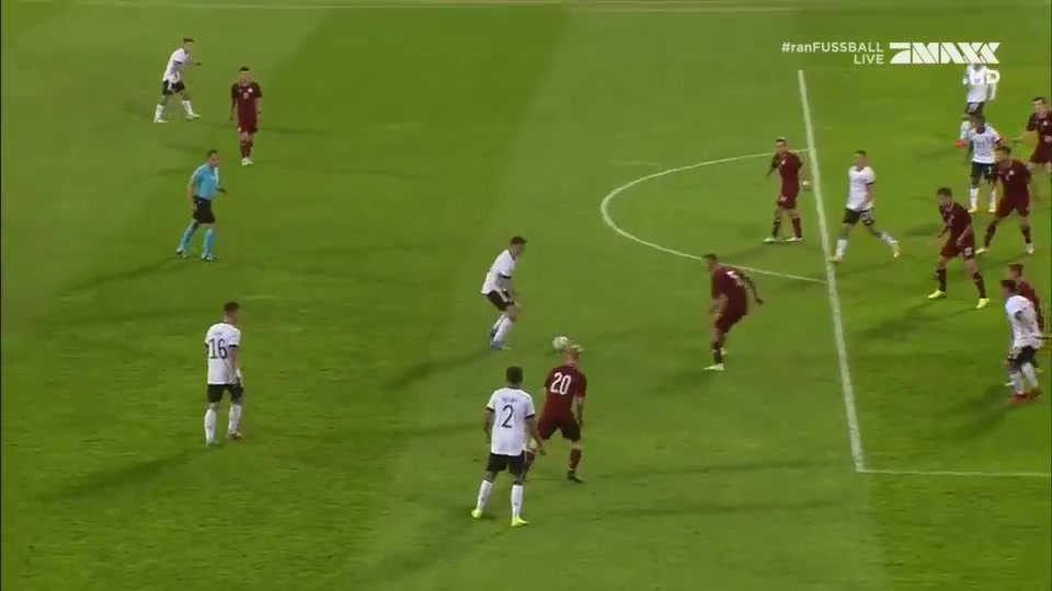 UEFA  U21Q Latvia U21 Vs Germany U21 Angelo Stiller Goal in 41 min, Score 1:2