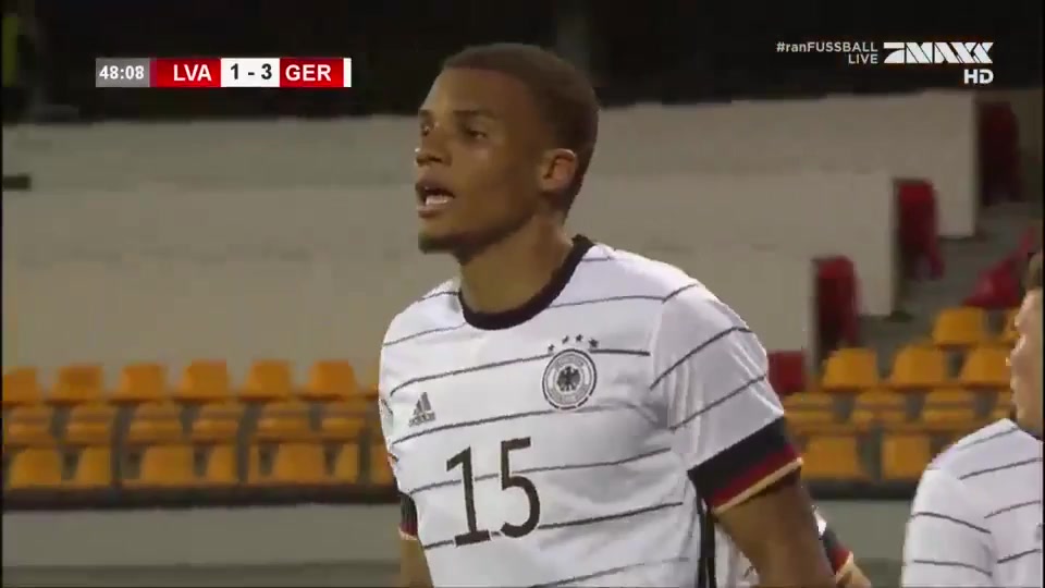 UEFA  U21Q Latvia U21 Vs Germany U21 Malick Thiaw Goal in 48 min, Score 1:3