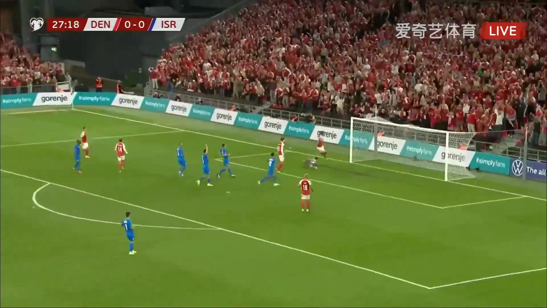 WCPEU Denmark Vs Israel Yussuf Yurary Poulsen Goal in 27 min, Score 1:0