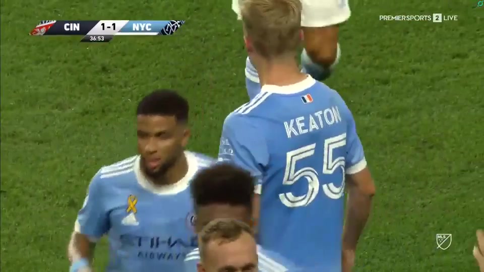 MLS FC Cincinnati Vs New York City Football Club Keaton Parks Goal in 36 min, Score 1:1