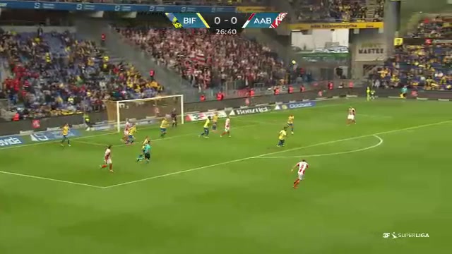 DEN SASL Brondby IF Vs Aalborg 26 ทำประตู Louka Andreassen ประตู, ทำคะแนน 0:1