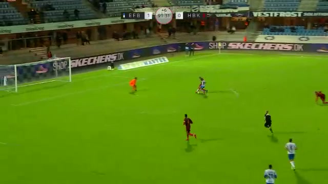 DEN D1 Esbjerg Vs Herfolge Boldklub Koge Nicklas Strunck Jakobsen Goal in 92 min, Score 2:0