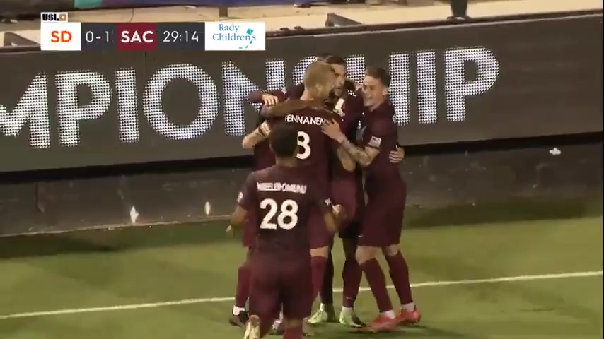 USL CH San Diego loyalty Vs Sacramento Republic FC Dariusz Formella Goal in 28 min, Score 0:1
