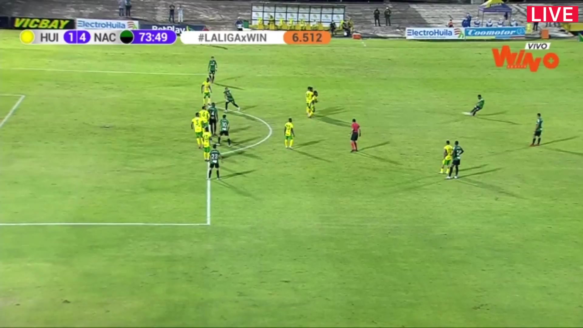 COL D1 Atletico Huila Vs Atletico Nacional Medellin Jarlan Junior Barrera Escalona Goal in 74 min, Score 1:4