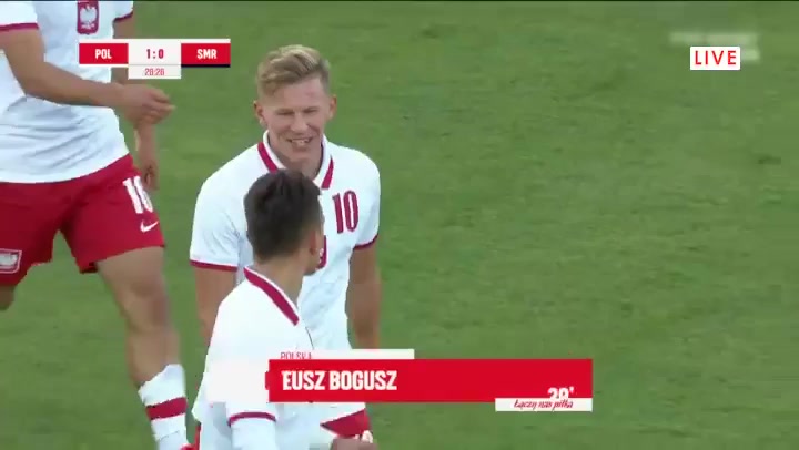 UEFA  U21Q Poland U21 Vs San Marino U21 Mateusz Bogusz Goal in 27 min, Score 1:0