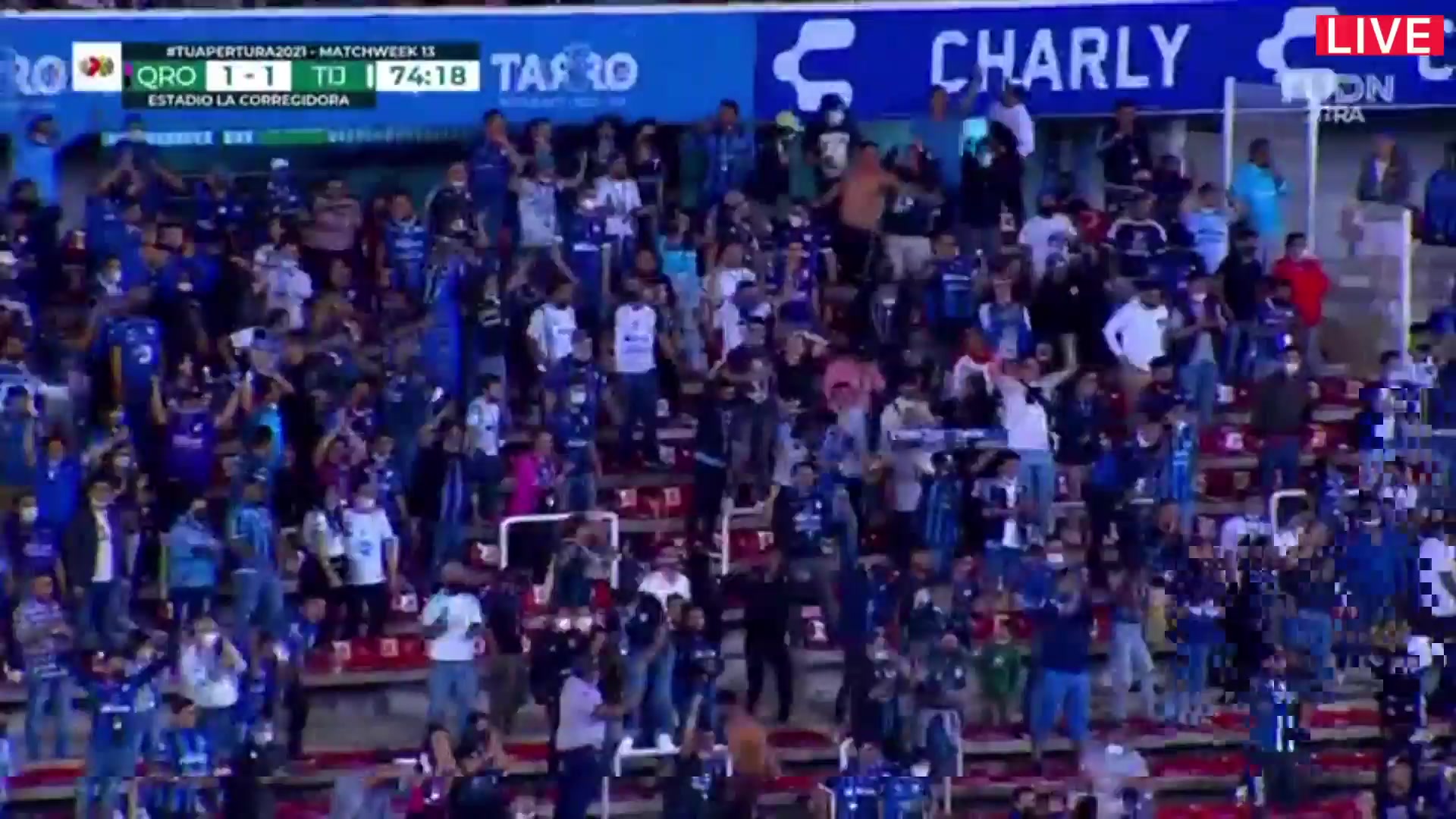 MEX D1 Queretaro FC Vs Club Tijuana Kevin Federik Ramirez Dutra Goal in 74 min, Score 1:1