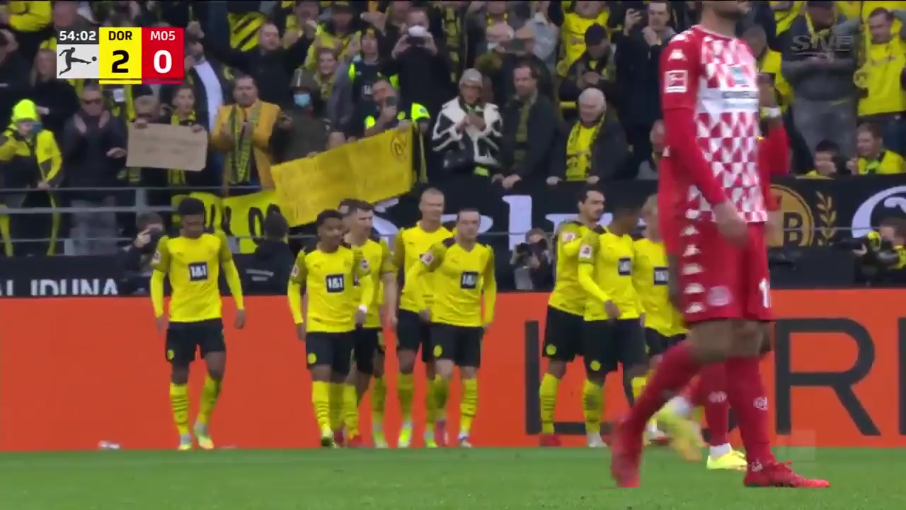 Bundesliga Borussia Dortmund Vs FSV Mainz 05 54 phút Erling HaalandVào, ghi bàn 2:0