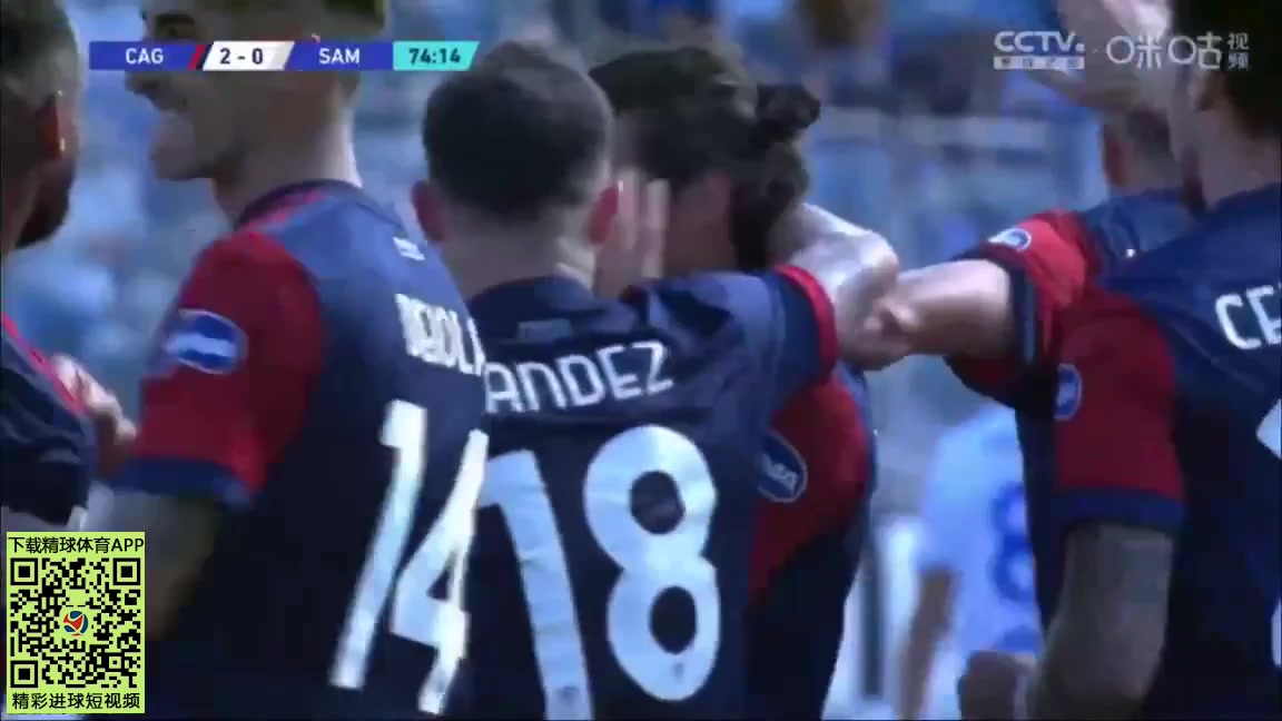 Serie A Cagliari Vs Sampdoria 74 phút Martin CaceresVào, ghi bàn 2:0