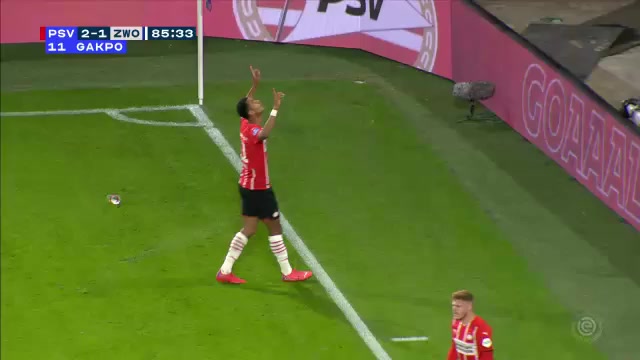 HOL D1 PSV Eindhoven Vs PEC Zwolle Cody Gakpo Goal in 85 min, Score 2:1