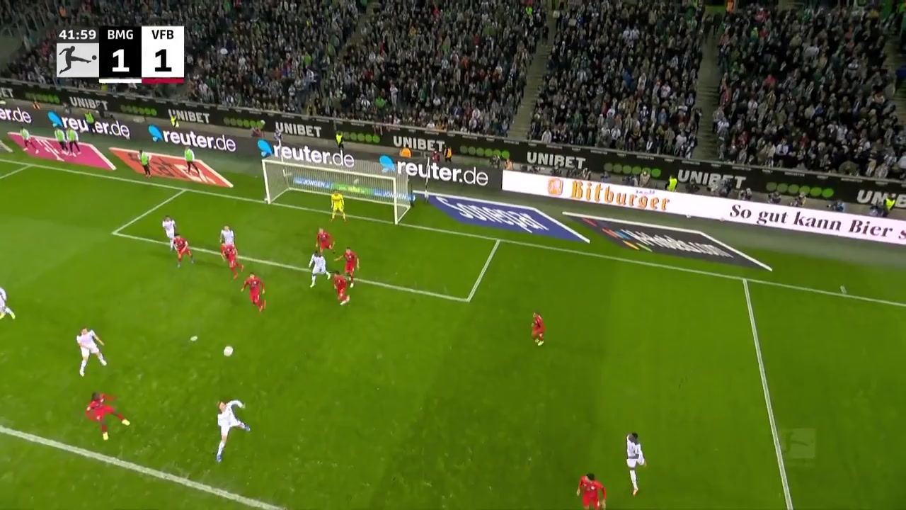 Bundesliga Borussia Monchengladbach Vs VfB Stuttgart Jonas Hofmann Goal in 42 min, Score 1:1