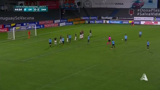 URU D2 Uruguay Montevideo Vs Danubio FC Ferreira Goal in 45 min, Score 1:2