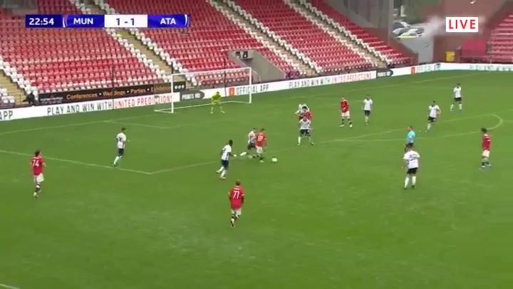 UEFA YL U19 Manchester United U19 Vs Atalanta U19 Hugill Goal in 23 min, Score 2:1