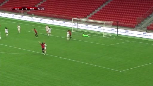 WWCPE Albania (w) Vs Armenia (w) 43 phút Megi DociVào, ghi bàn 3:0