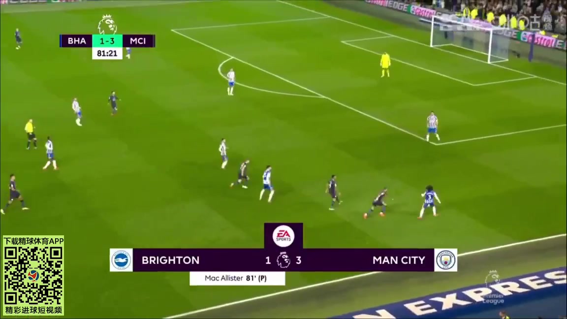 EPL Brighton Hove Albion Vs Manchester City Alexis Mac Allister Goal in 81 min, Score 1:3