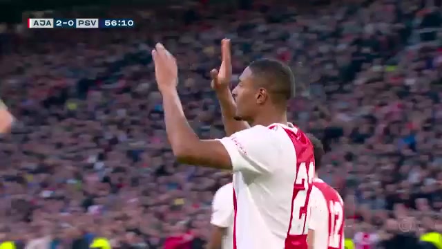 HOL D1 AFC Ajax Vs PSV Eindhoven Sebastien Haller Goal in 56 min, Score 2:0