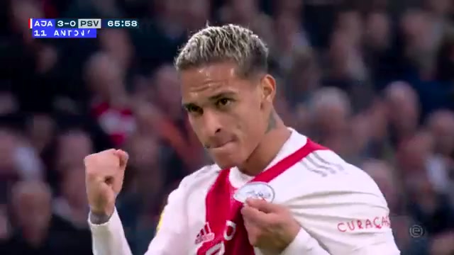 HOL D1 AFC Ajax Vs PSV Eindhoven Antony Matheus dos Santos Goal in 66 min, Score 3:0