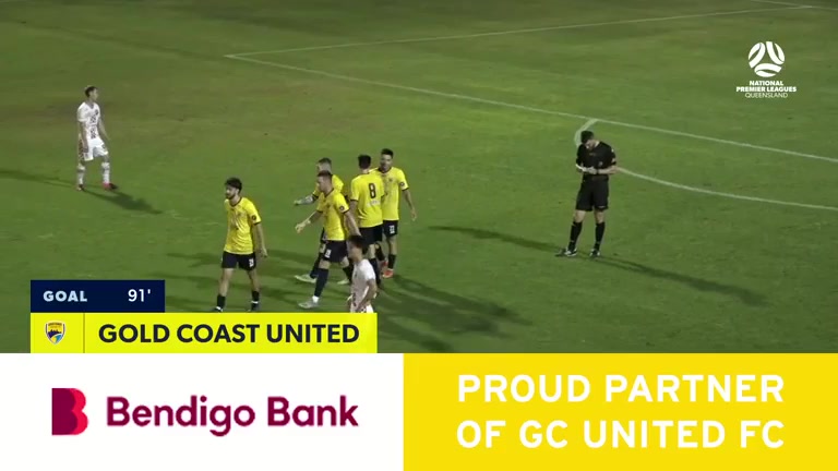 AUS QSL Gold Coast Knights Vs Gold Coast United  Goal in 87 min, Score 0:3