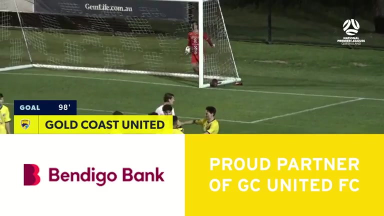 AUS QSL Gold Coast Knights Vs Gold Coast United  Goal in 93 min, Score 0:4