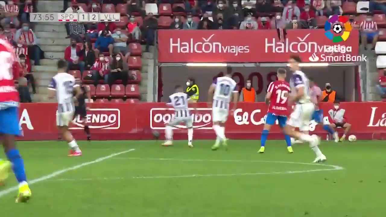 SPA D2 Sporting Gijon Vs Real Valladolid Uros Djurdjevic Goal in 73 min, Score 1:2