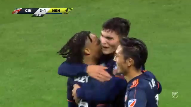 MLS FC Cincinnati Vs Nashville 34 ทำประตู  ประตู, ทำคะแนน 3:1