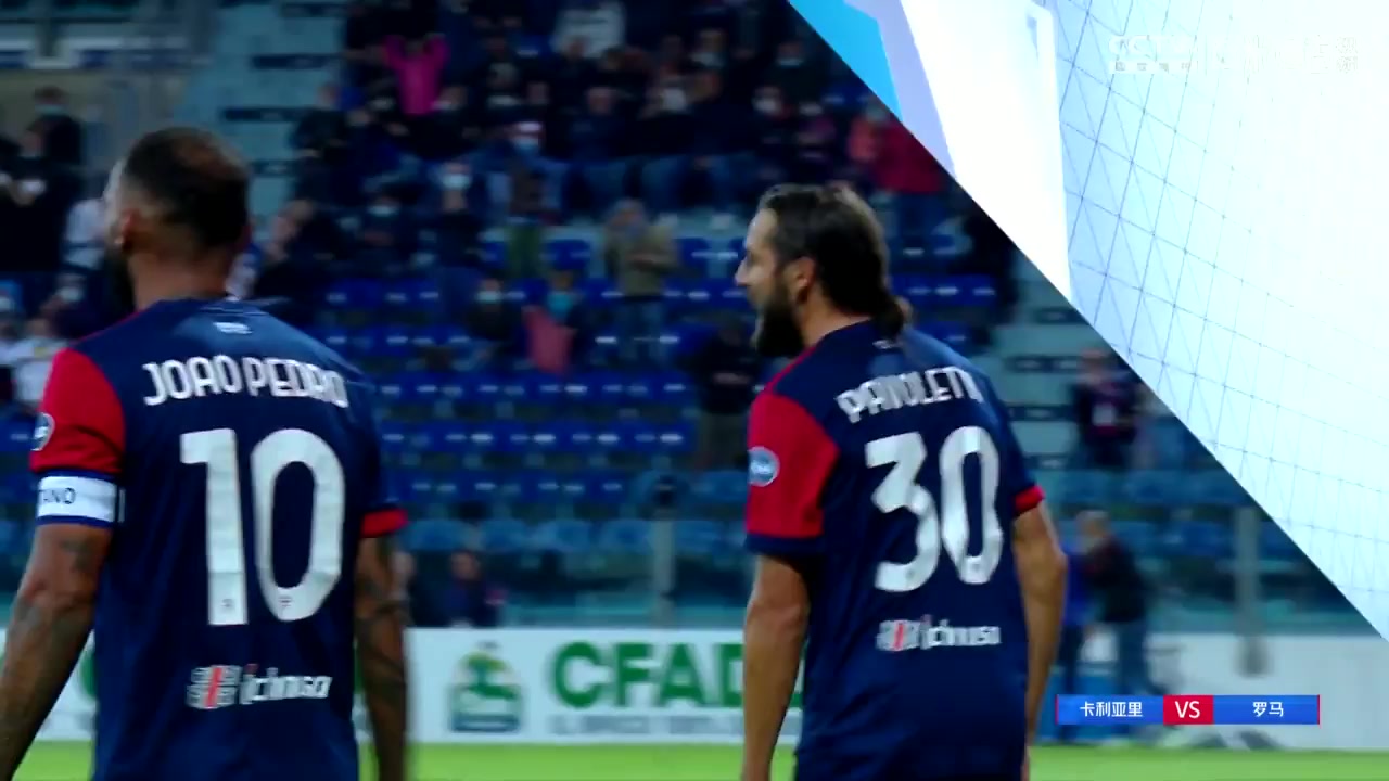 34 Cagliari Vs AS Roma 52 skor gol Leonardo Pavoletti, skor 1:0