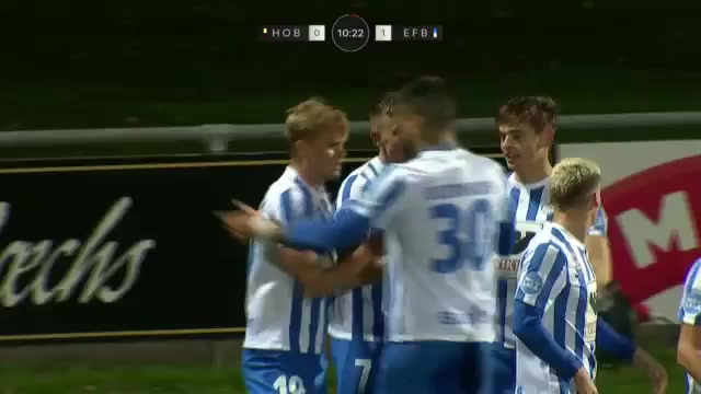 DEN D1 Hobro Vs Esbjerg Larsen Goal in 9 min, Score 0:1