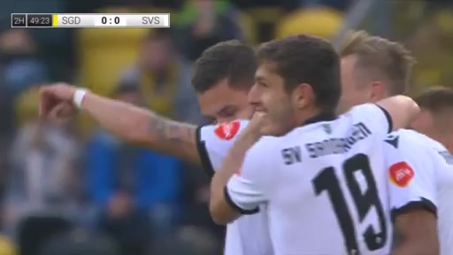 GER D2 Dynamo Dresden Vs SV Sandhausen Pascal Testroet Goal in 49 min, Score 0:1