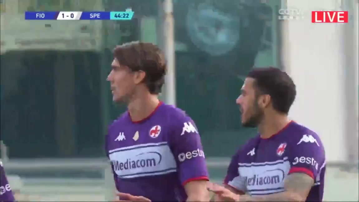 Serie A Fiorentina Vs Spezia Dusan Vlahovic Goal in 44 min, Score 1:0