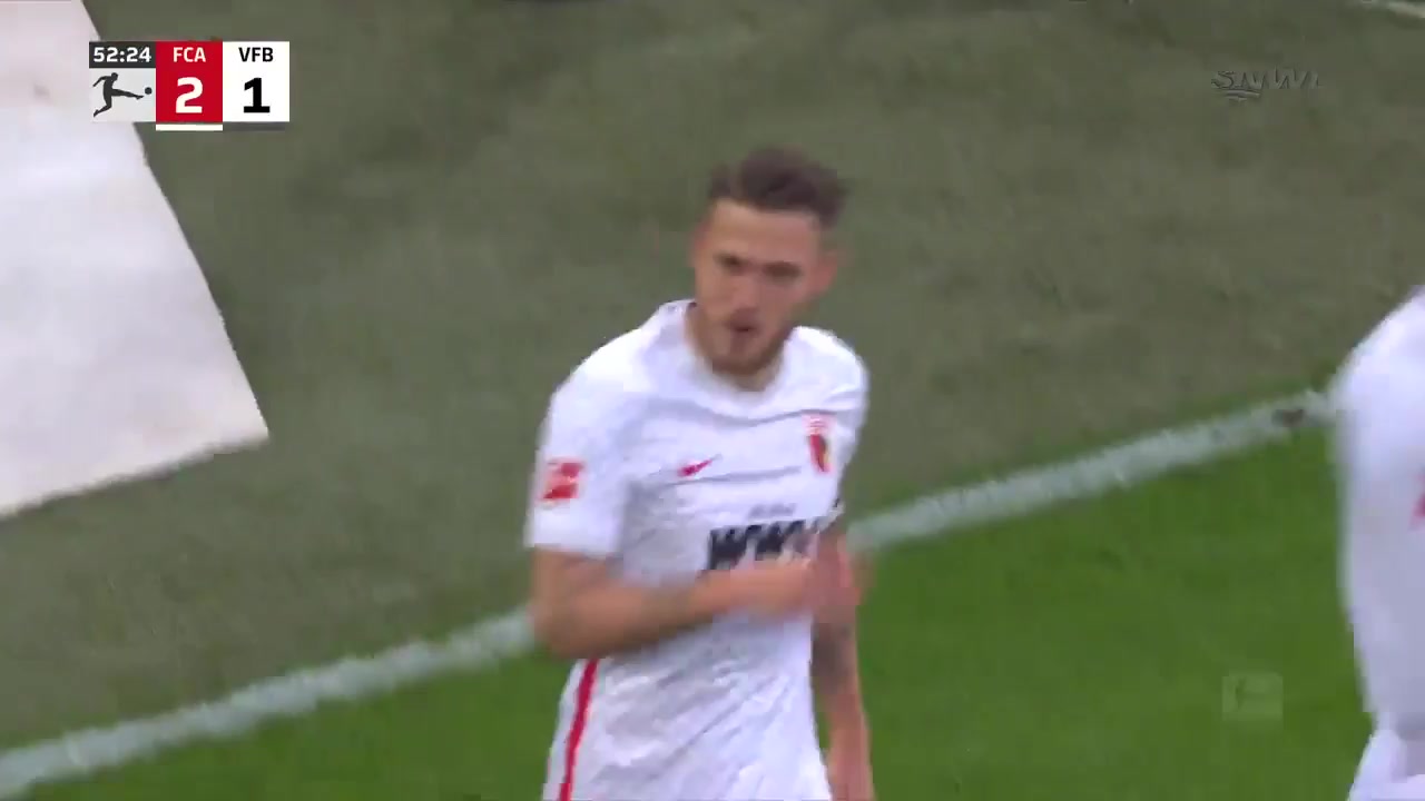 Bundesliga Augsburg Vs VfB Stuttgart 53 ทำประตู Jeffrey Gouweleeuw ประตู, ทำคะแนน 2:1