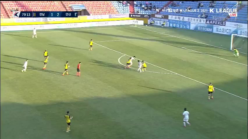 KOR D2 Jeonnam Dragons Vs Ansan Greeners FC Kim Ryun Do Goal in 80 min, Score 1:3