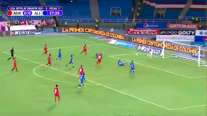 COL D1 America de Cali Vs Alianza Petrolera 27 phút Hector QuinonesVào, ghi bàn 1:0