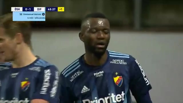 SWE D1 Orebro Vs Djurgardens Emmanuel Banda Goal in 44 min, Score 0:1