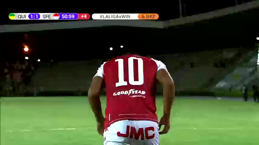 COL D1 Deportes Quindio Vs Independiente Santa Fe John Velázquez Goal in 45+ min, Score 1:1