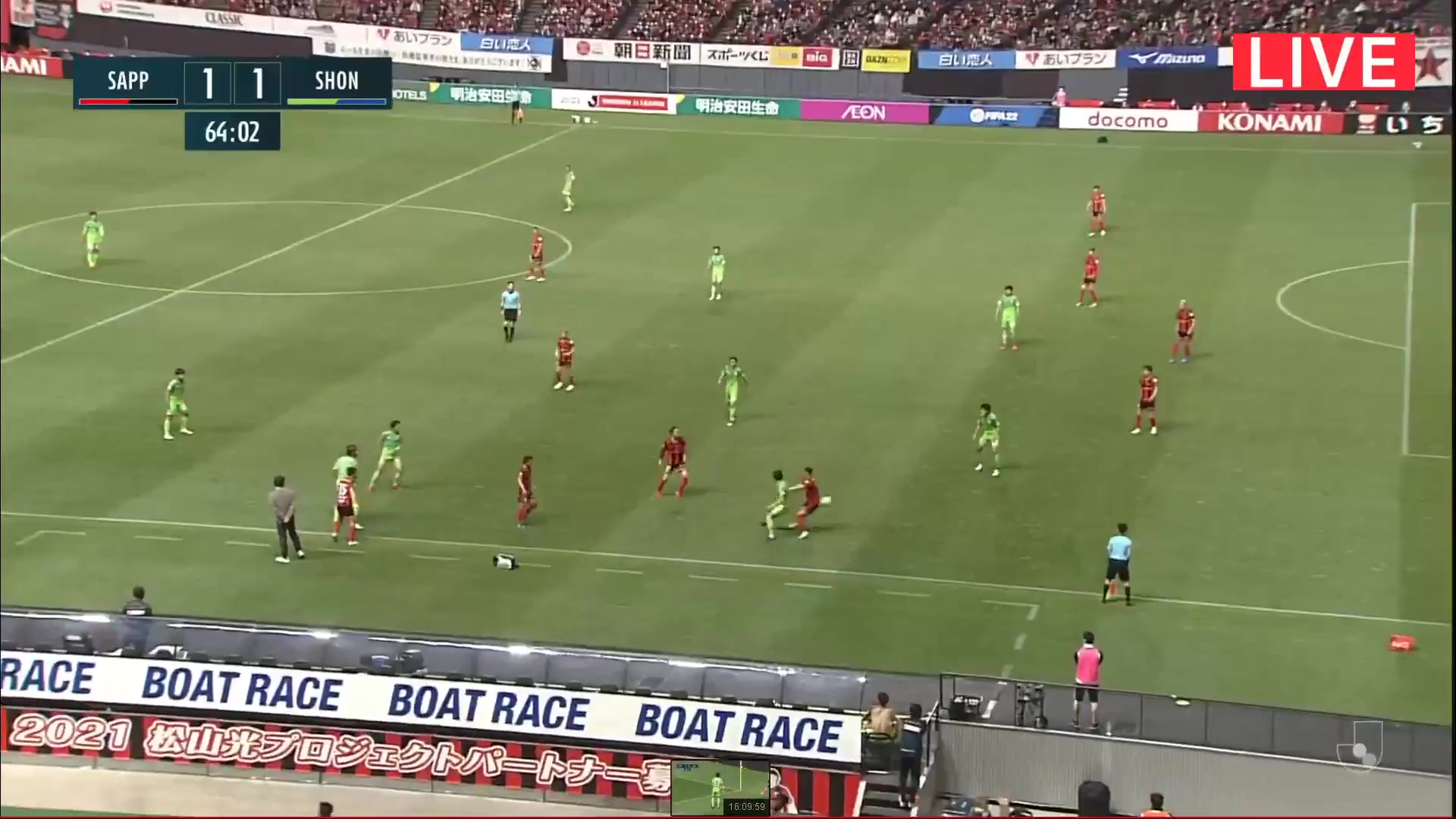 JPN D1 Consadole Sapporo Vs Shonan Bellmare Taiyo Hiraoka Goal in 64 min, Score 1:1