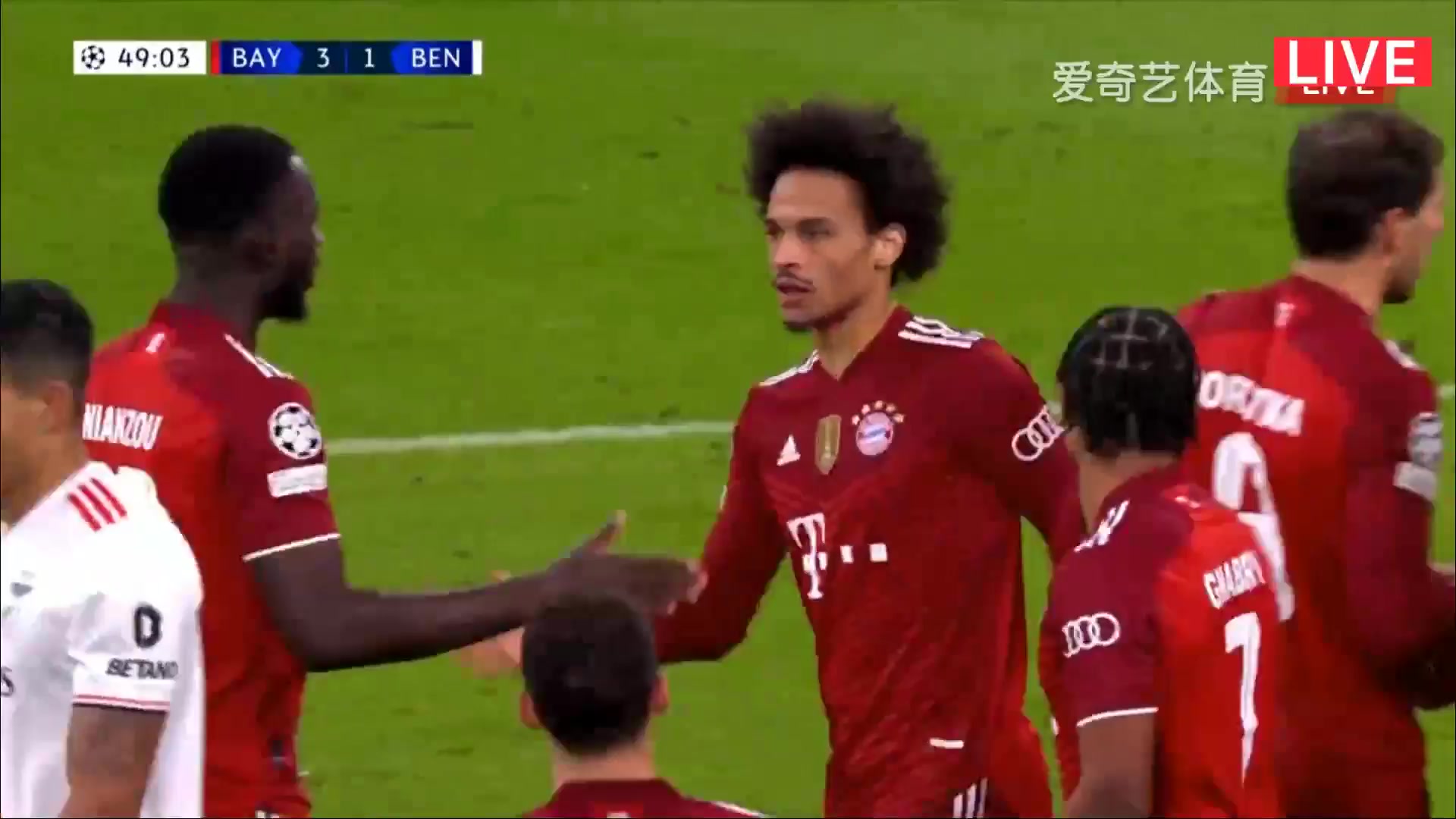 UEFA CL Bayern Munchen Vs Benfica Leroy Sane Goal in 50 min, Score 3:1