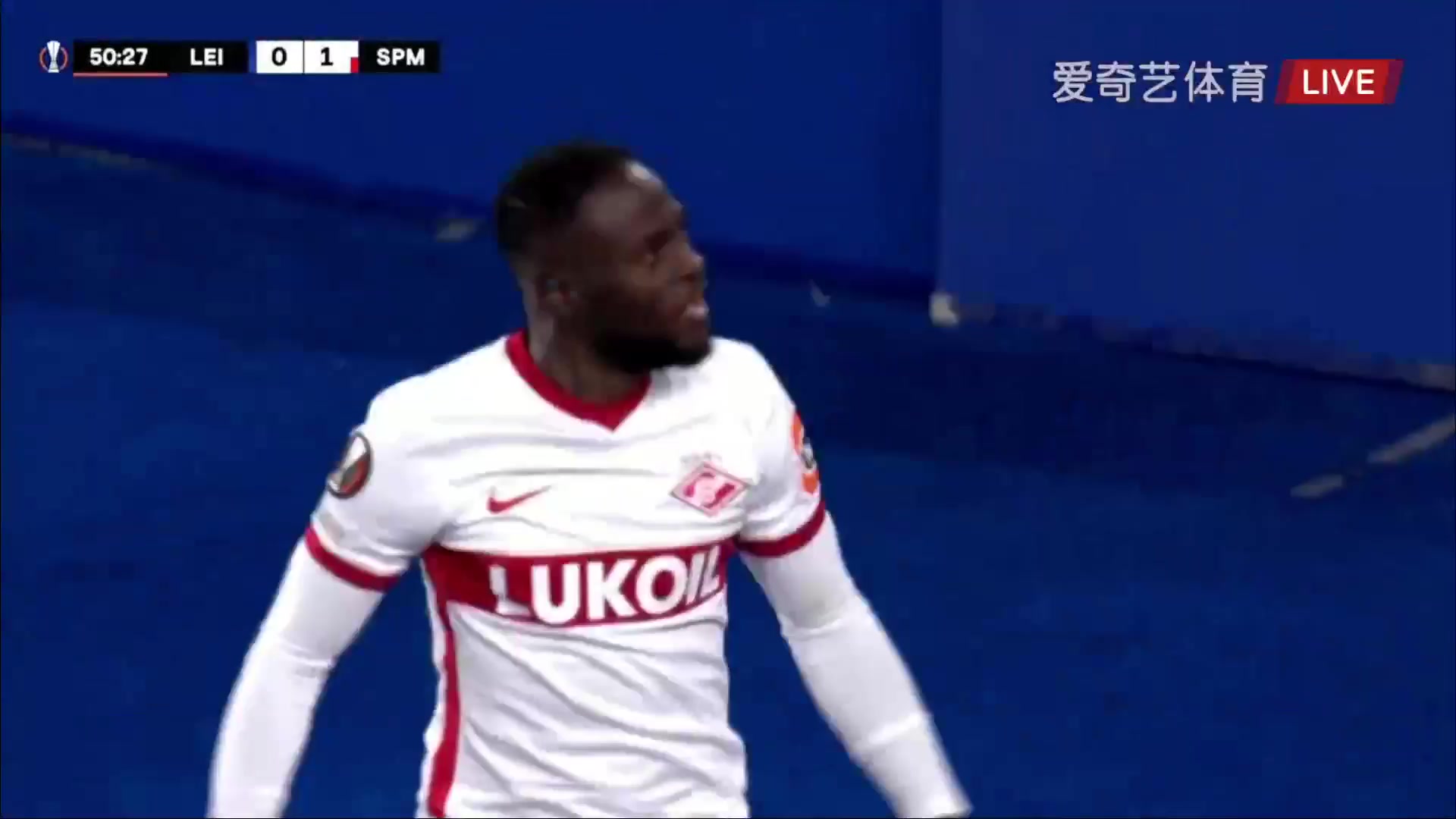 UEFA EL Leicester City Vs Spartak Moscow Victor Moses Goal in 51 min, Score 0:1