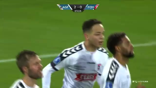 DEN SASL Aarhus AGF Vs Midtjylland Mikael Neville Anderson Goal in 22 min, Score 2:0