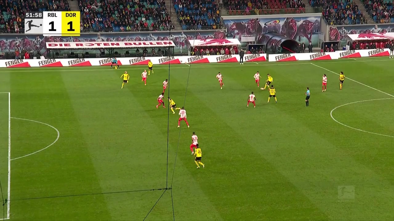 Bundesliga RB Leipzig Vs Borussia Dortmund 52 phút Marco ReusVào, ghi bàn 1:1