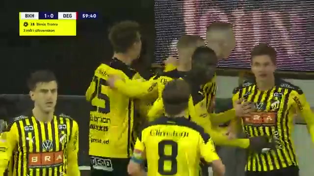 SWE D1 Hacken Vs Degerfors IF Benie Adama Traore Goal in 59 min, Score 1:0