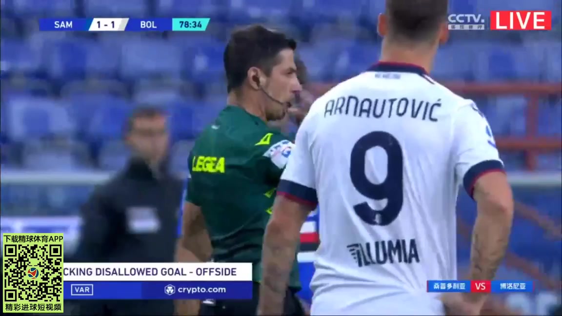 Serie A Sampdoria Vs Bologna 79 phút Marko ArnautovicVào, ghi bàn 1:2