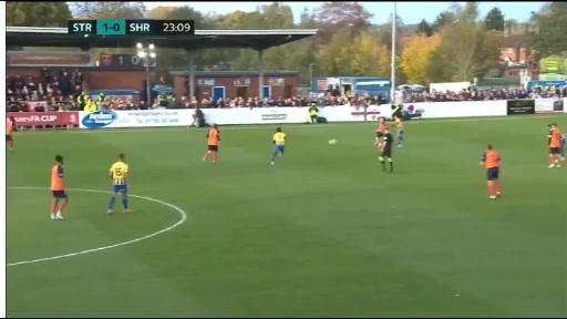 ENG FAC Stratford Town Vs Shrewsbury Town Ryan Bowman Goal in 24 min, Score 1:1