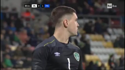 UEFA  U21Q Ireland U21 Vs Italy U21 Lorenzo Lucca Goal in 30 min, Score 0:1