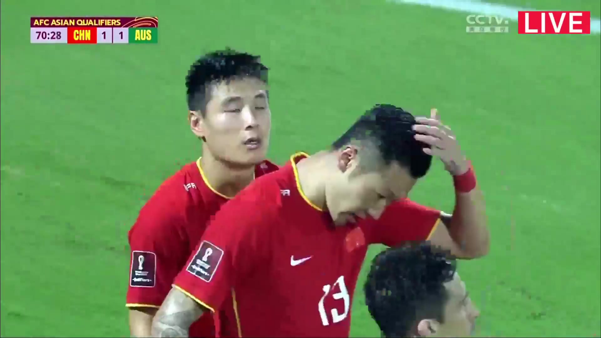 648 China Vs Australia 70 skor gol Wu Lei, skor 1:1