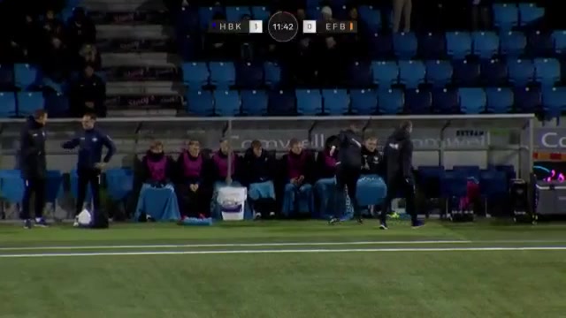 DEN D1 Herfolge Boldklub Koge Vs Esbjerg Larsen Goal in 11 min, Score 1:0