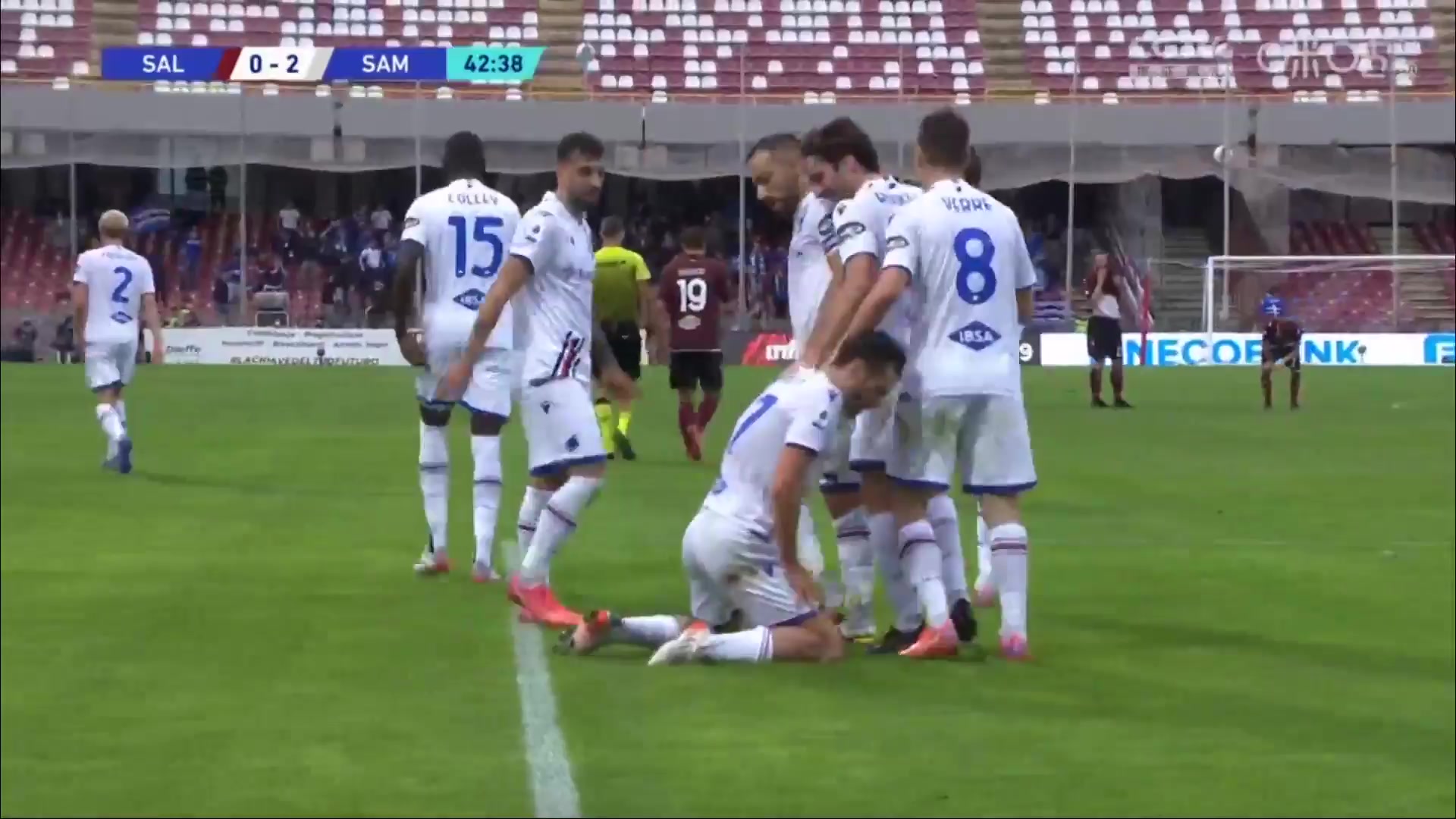 Serie A Salernitana Vs Sampdoria Antonio Candreva Goal in 42 min, Score 0:2