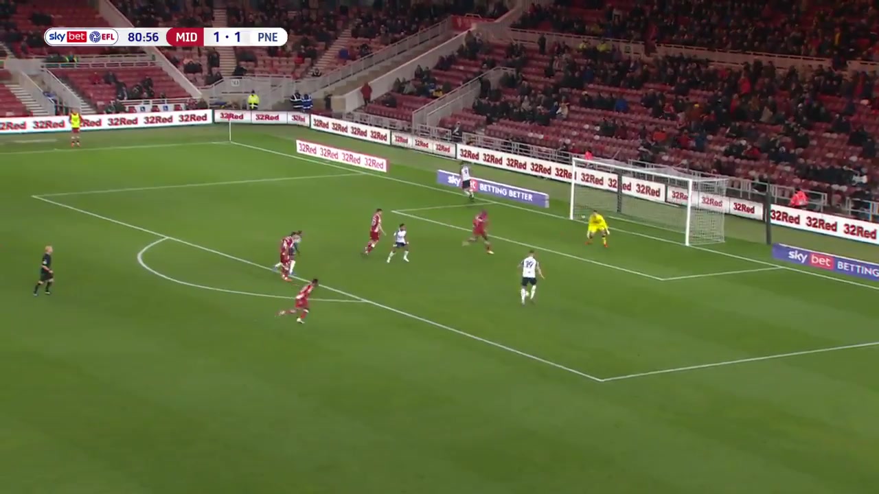 ENG LCH Middlesbrough Vs Preston North End  Goal in 81 min, Score 1:2